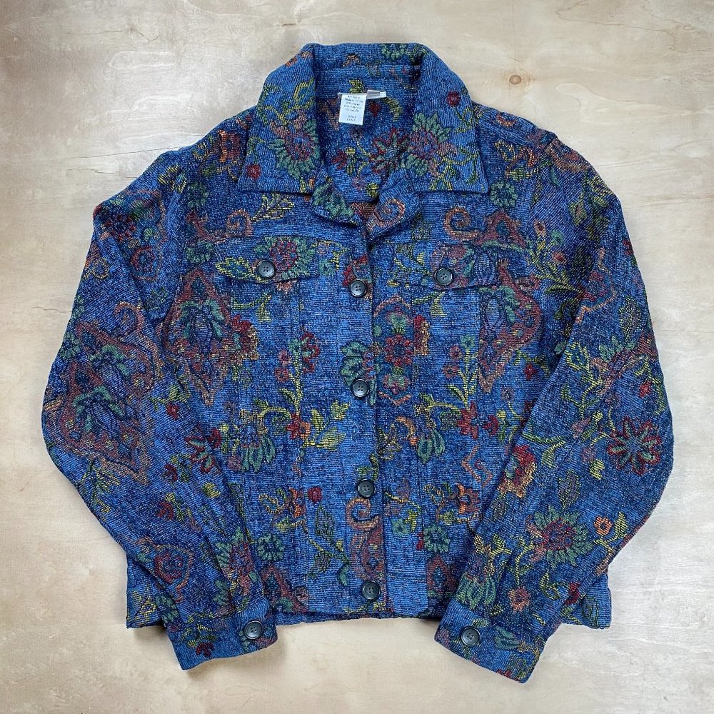 Floral Unique Printing Button Up Shacket Cover-Up Women's Small